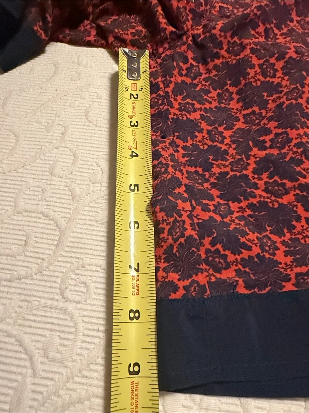 John Varvatos Red Floral Swim Board Shorts with Navy Trim